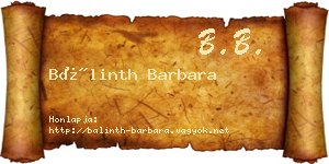 Bálinth Barbara névjegykártya